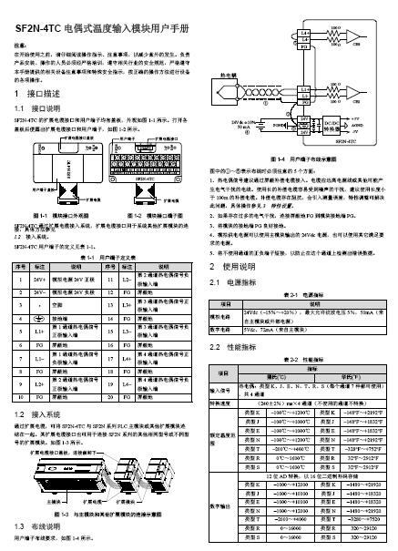 深川SF2N-4TC电偶式温度输入模块用户手册 深川SF2N-4TC电偶式温度输入模块用户手册